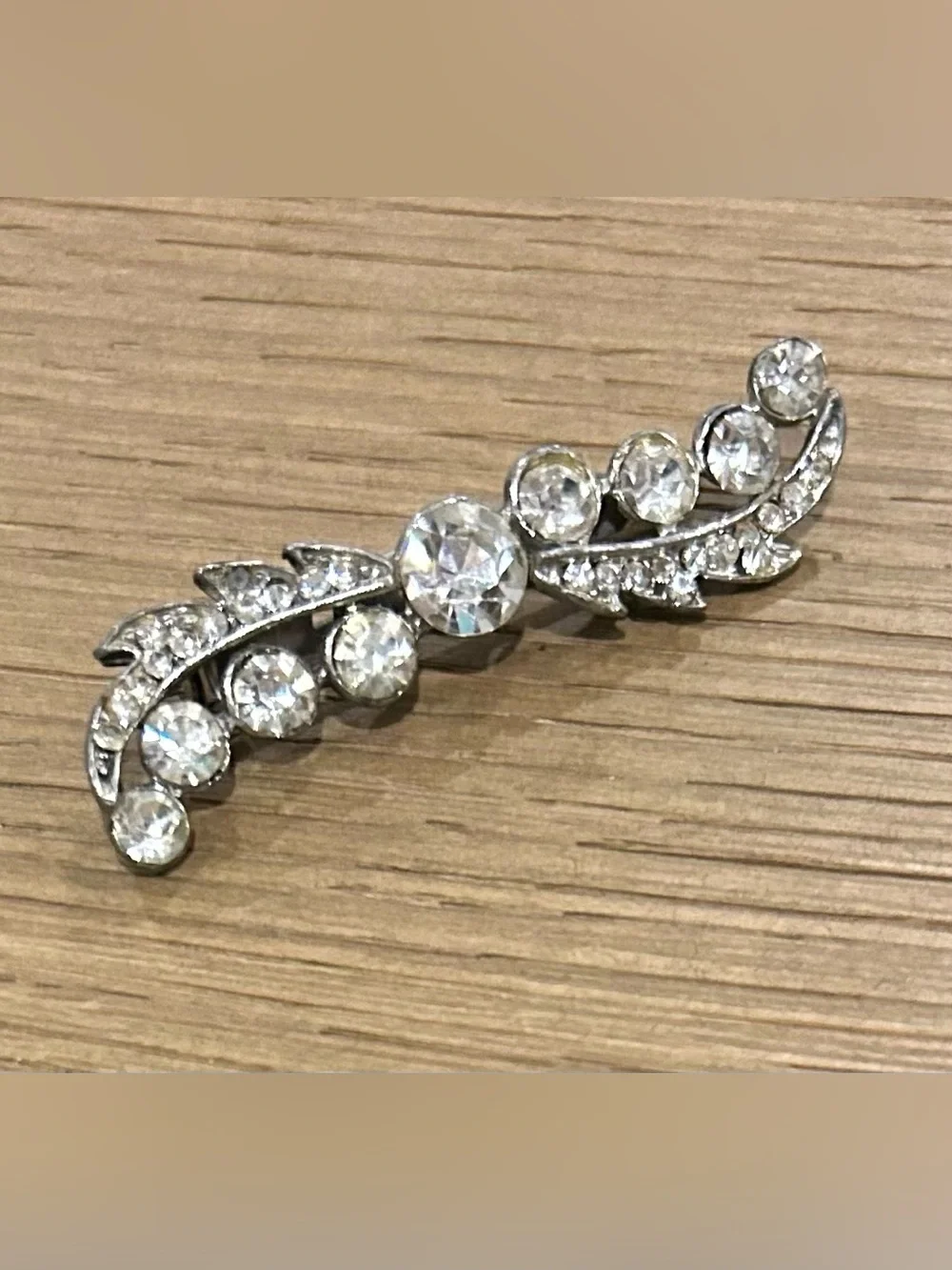 Rhinestone Silver-Tone Brooch Pin